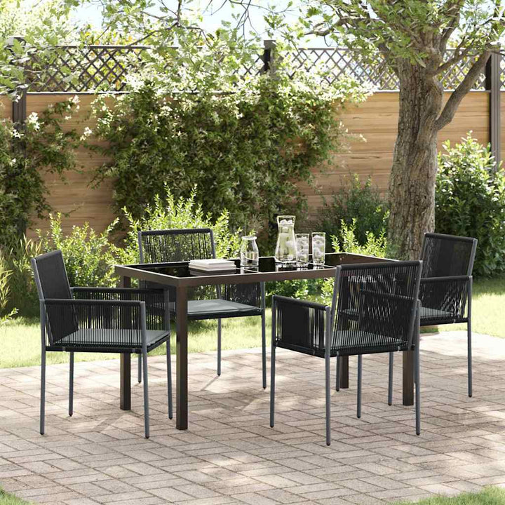 Have Spisebordssæt 5 pcs Sort Poly rattan