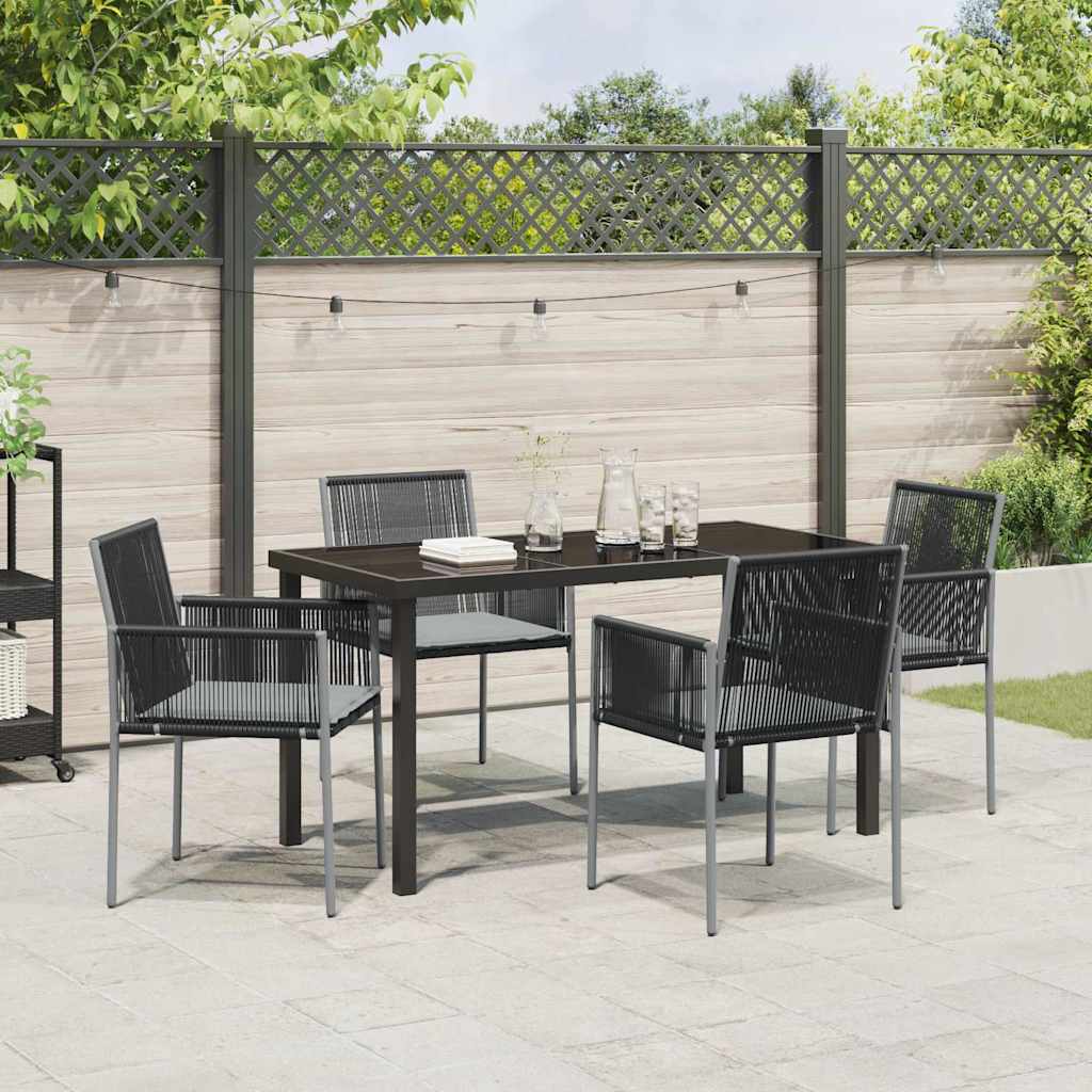 Have Spisebordssæt 5 pcs Sort Poly rattan