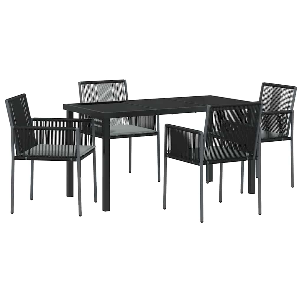 Have Spisebordssæt 5 pcs Sort Poly rattan