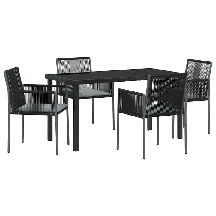 Have Spisebordssæt 5 pcs Sort Poly rattan
