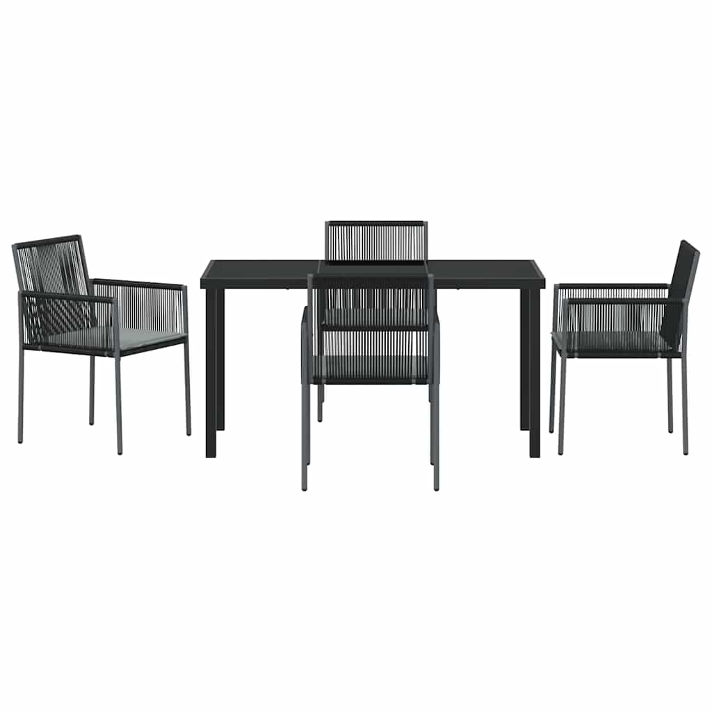 Have Spisebordssæt 5 pcs Sort Poly rattan