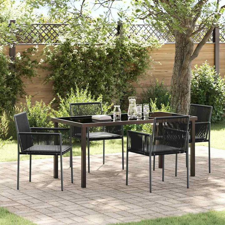 Have Spisebordssæt 5 pcs Sort Poly rattan