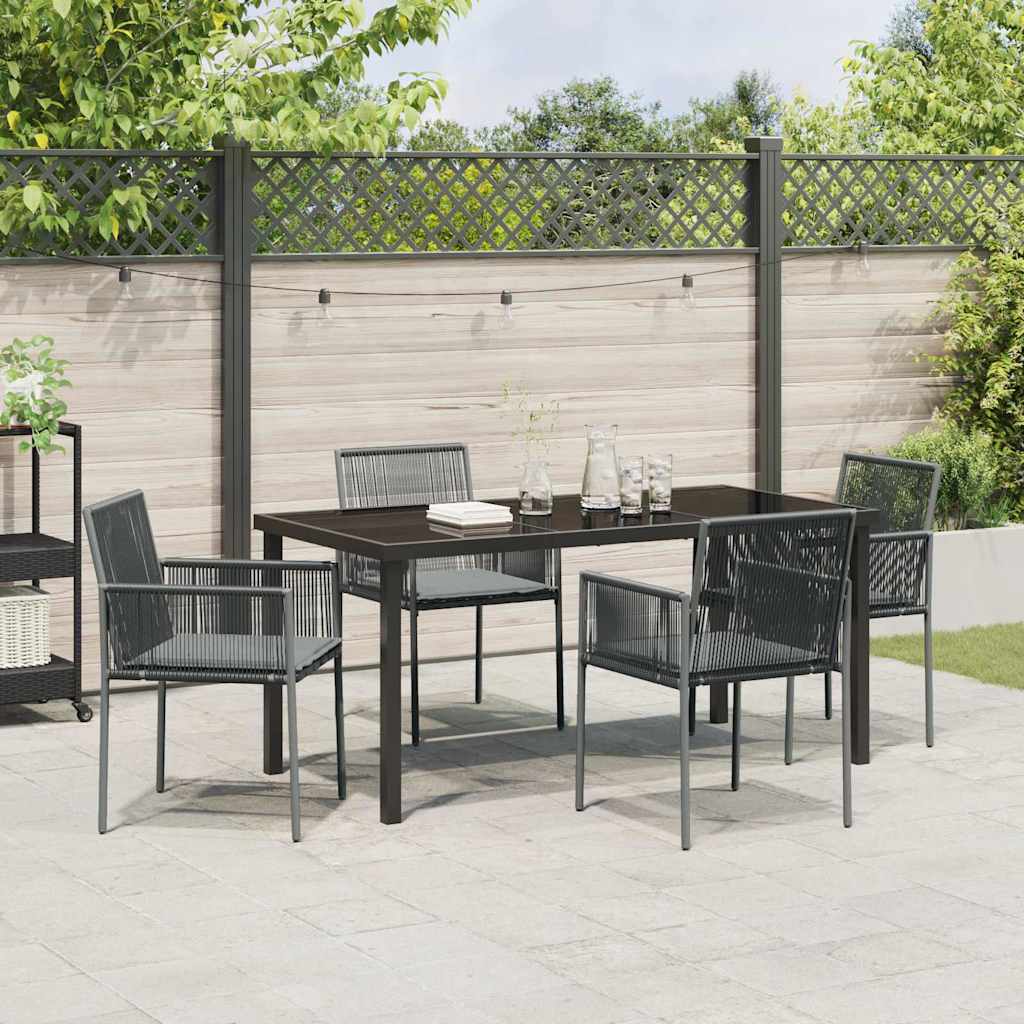 Have Spisebordssæt 5 pcs Sort Poly rattan