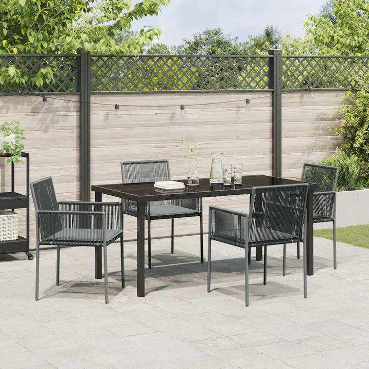 Have Spisebordssæt 5 pcs Sort Poly rattan