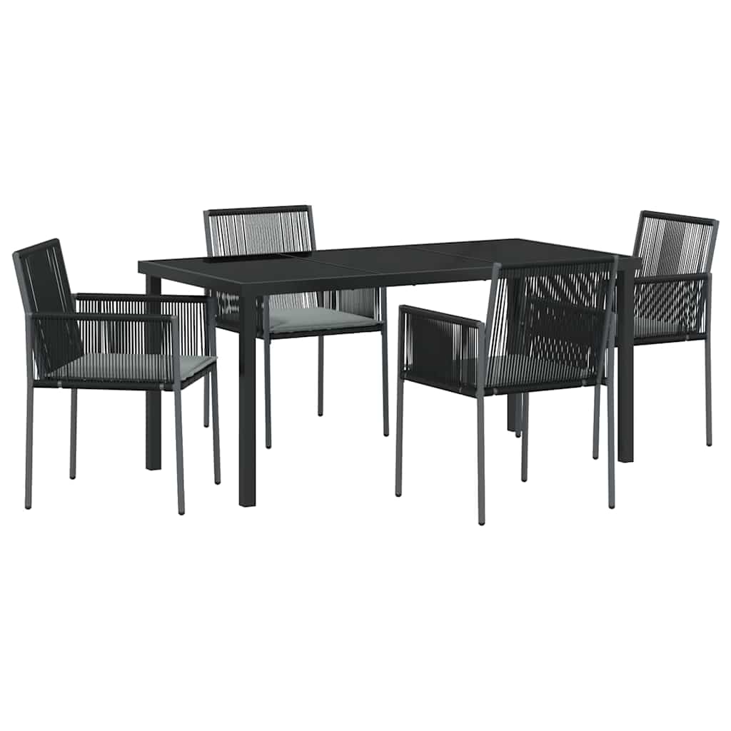 Have Spisebordssæt 5 pcs Sort Poly rattan