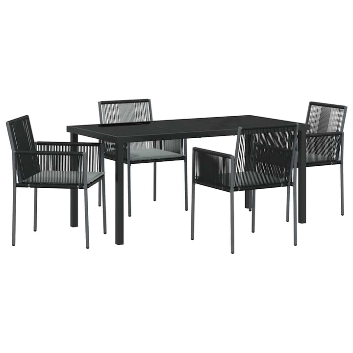 Have Spisebordssæt 5 pcs Sort Poly rattan