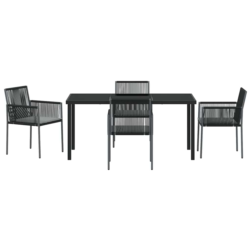 Have Spisebordssæt 5 pcs Sort Poly rattan