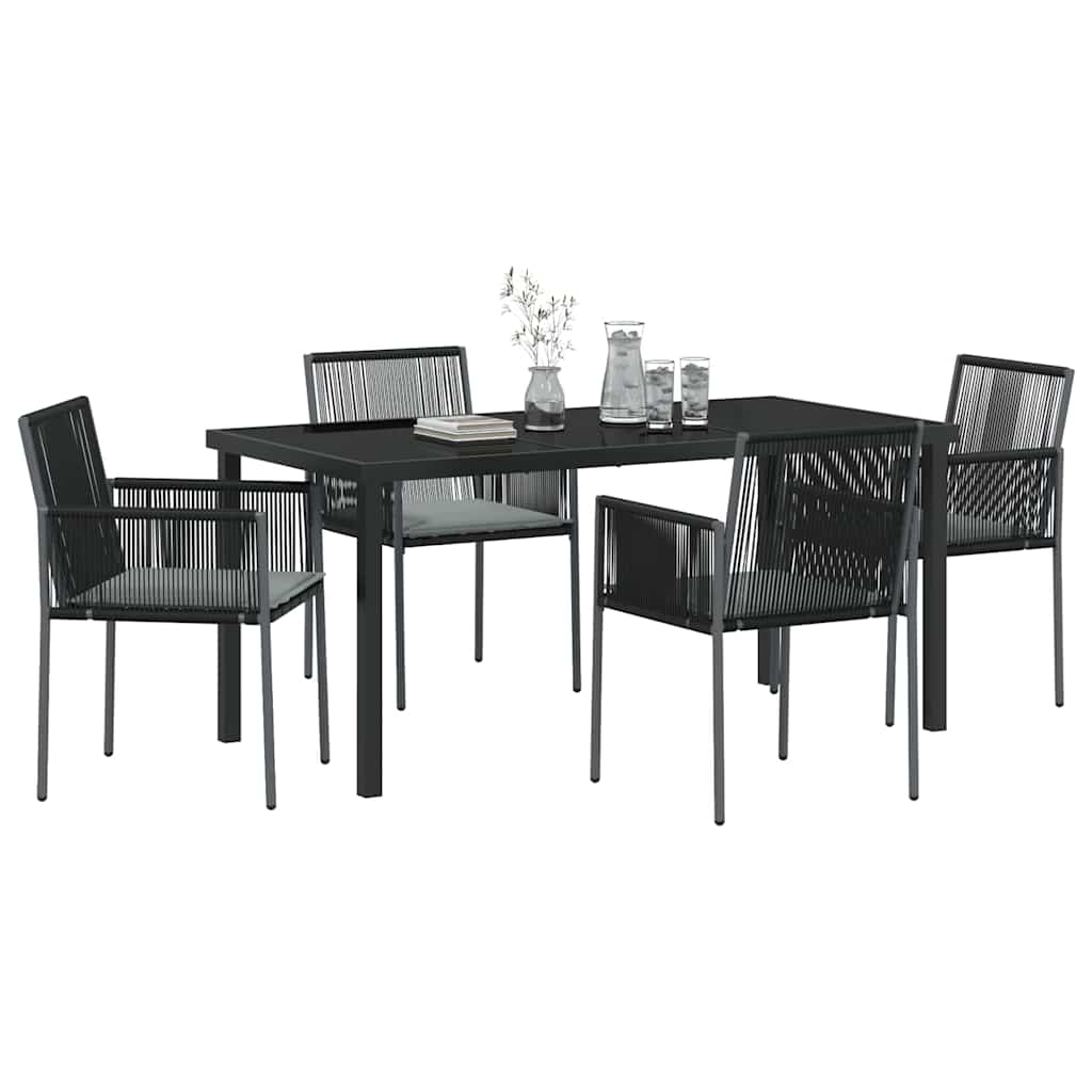 Have Spisebordssæt 5 pcs Sort Poly rattan