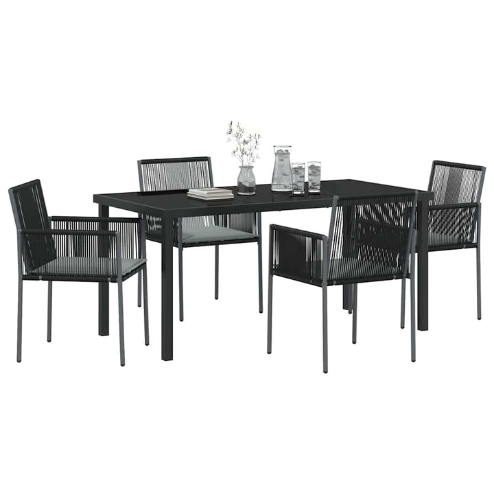 Have Spisebordssæt 5 pcs Sort Poly rattan