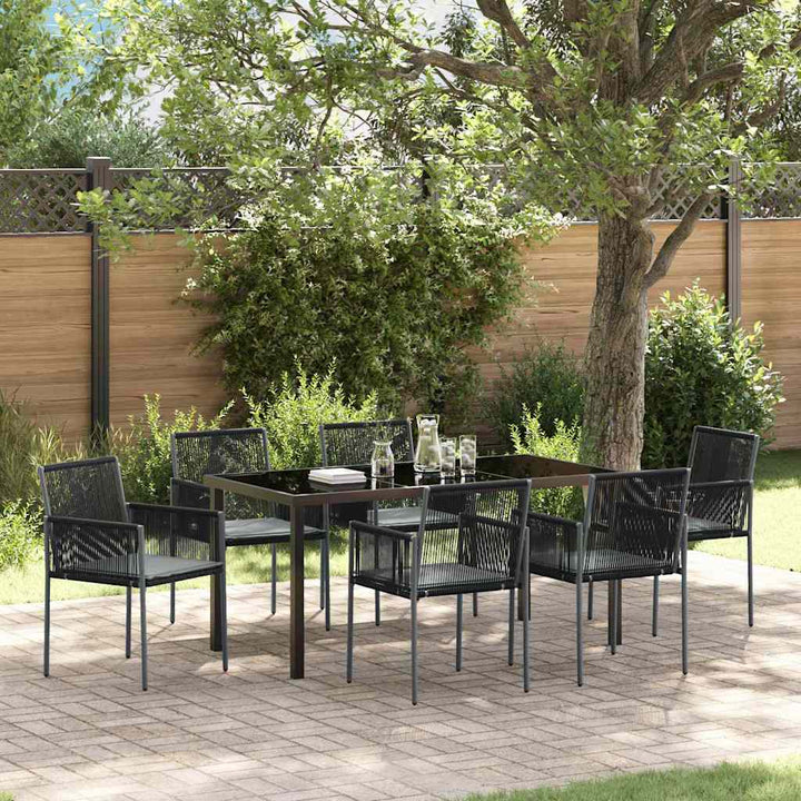 Have Spisebordssæt 7 pcs Sort Poly rattan