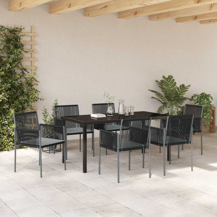 Have Spisebordssæt 7 pcs Sort Poly rattan