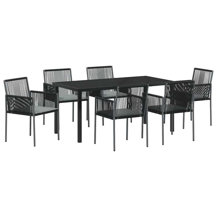 Have Spisebordssæt 7 pcs Sort Poly rattan