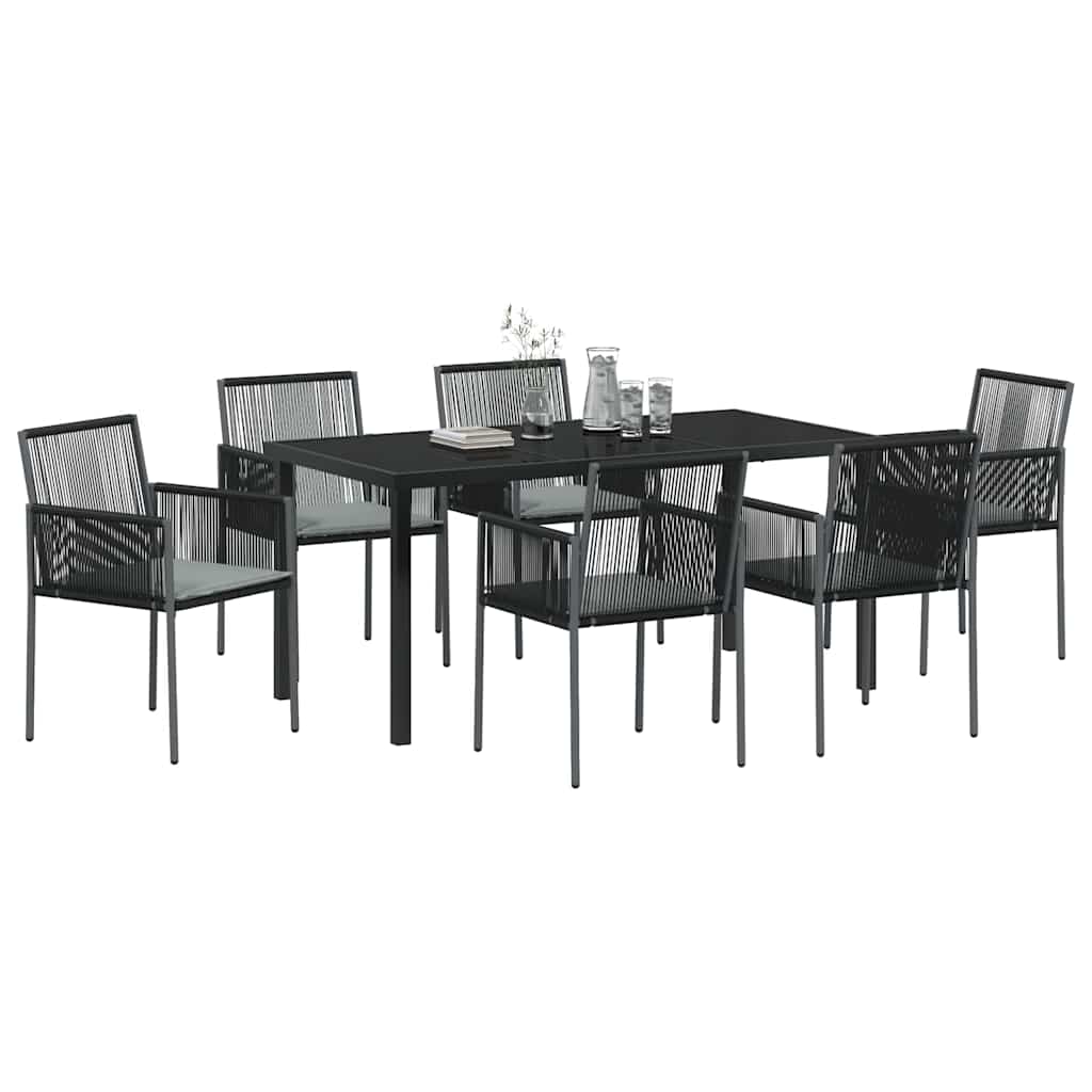 Have Spisebordssæt 7 pcs Sort Poly rattan