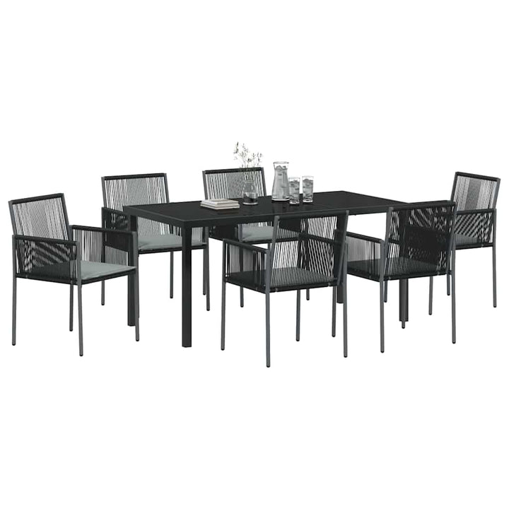 Have Spisebordssæt 7 pcs Sort Poly rattan