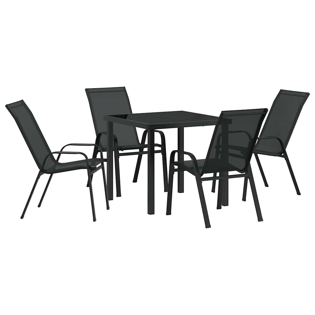 Have Spisebordssæt 5 pcs Sort Textilene og stål