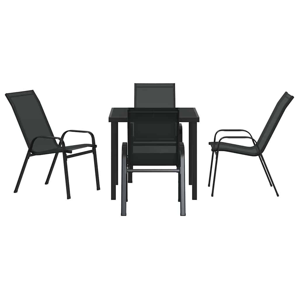 Have Spisebordssæt 5 pcs Sort Textilene og stål