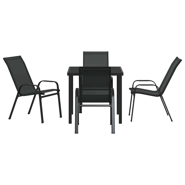 Have Spisebordssæt 5 pcs Sort Textilene og stål