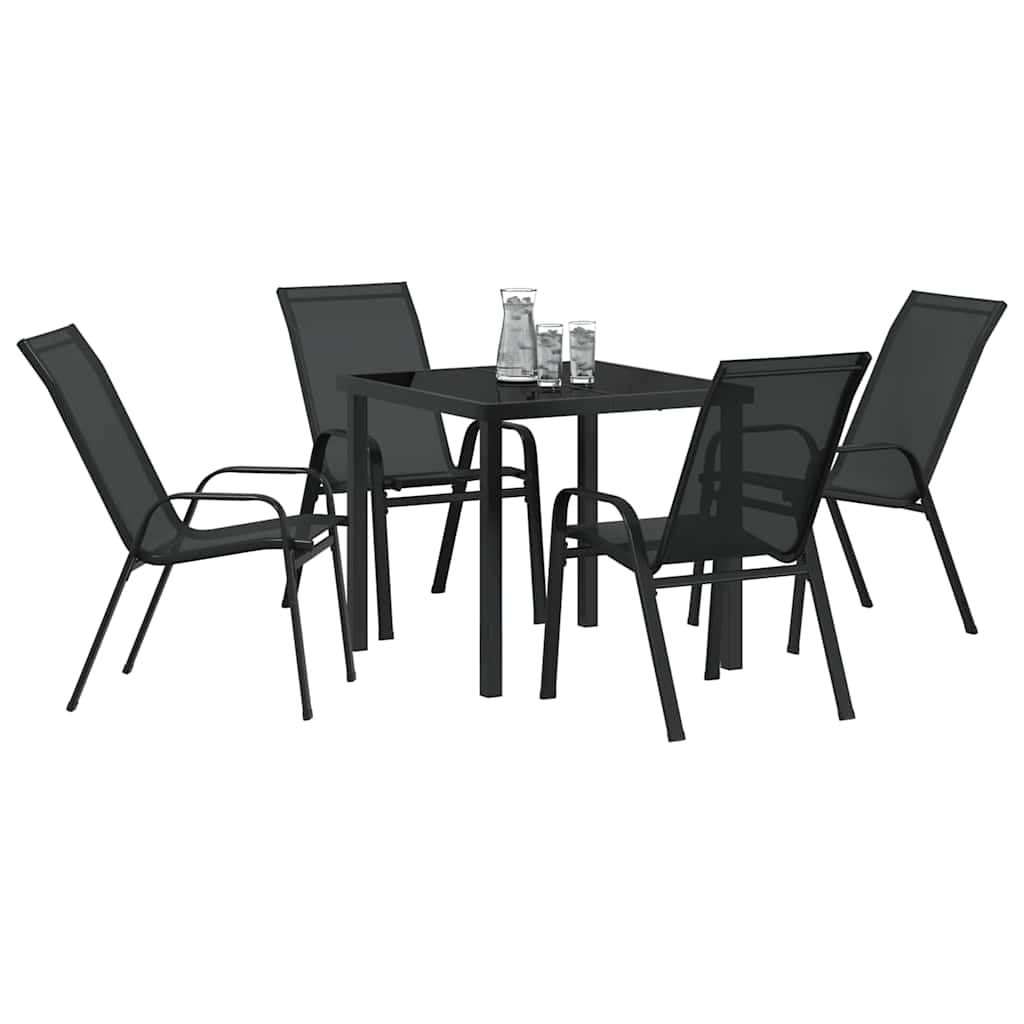 Have Spisebordssæt 5 pcs Sort Textilene og stål