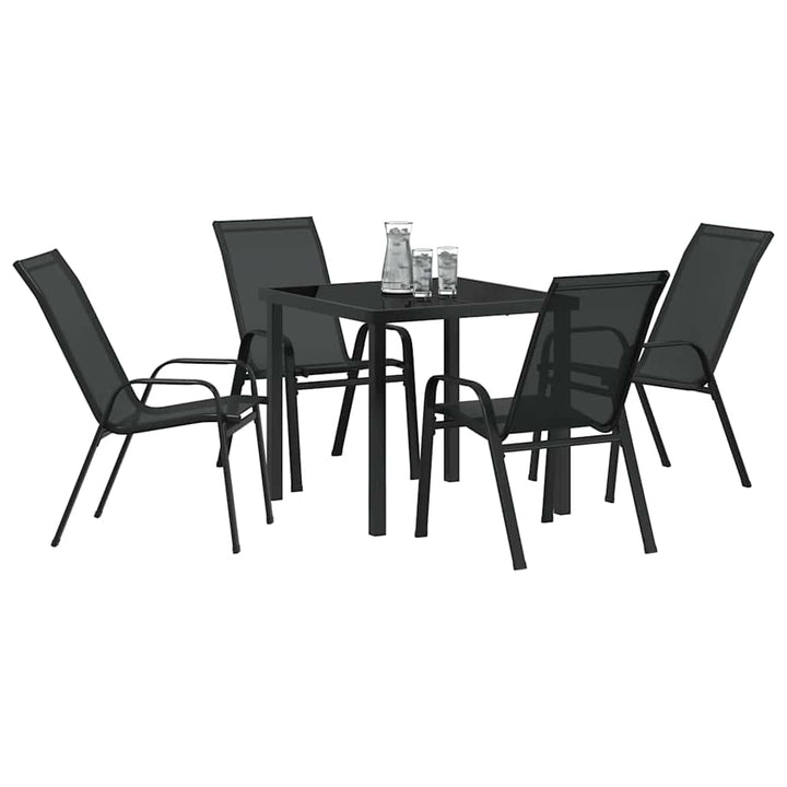 Have Spisebordssæt 5 pcs Sort Textilene og stål