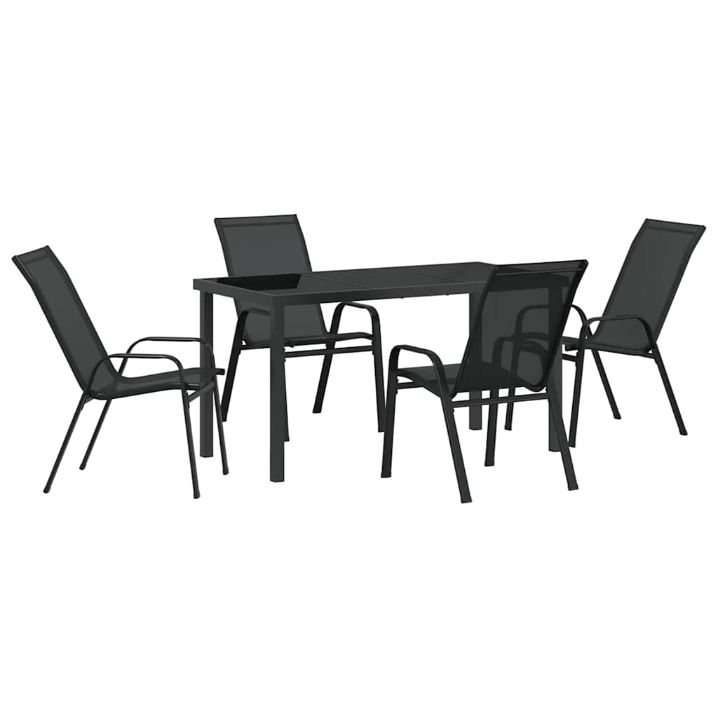 Have Spisebordssæt 5 pcs Sort Textilene og stål