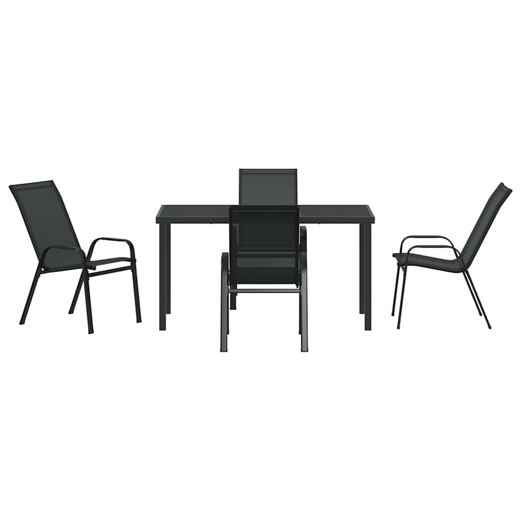 Have Spisebordssæt 5 pcs Sort Textilene og stål