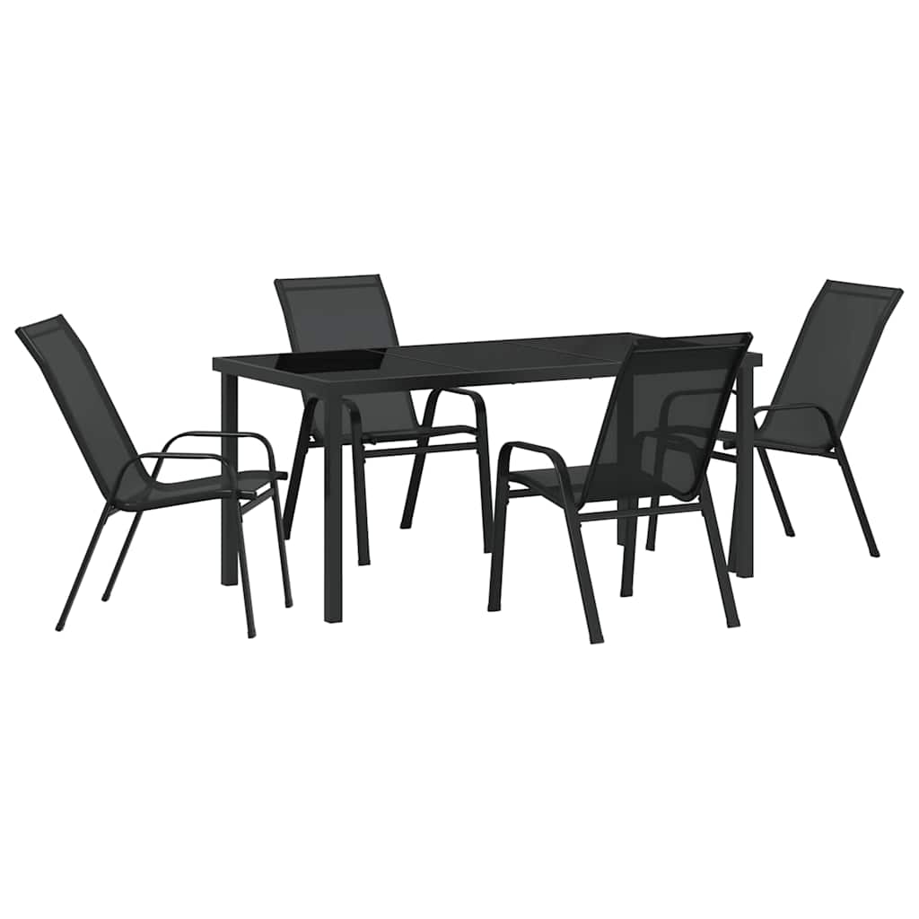 Have Spisebordssæt 5 pcs Sort Textilene og stål