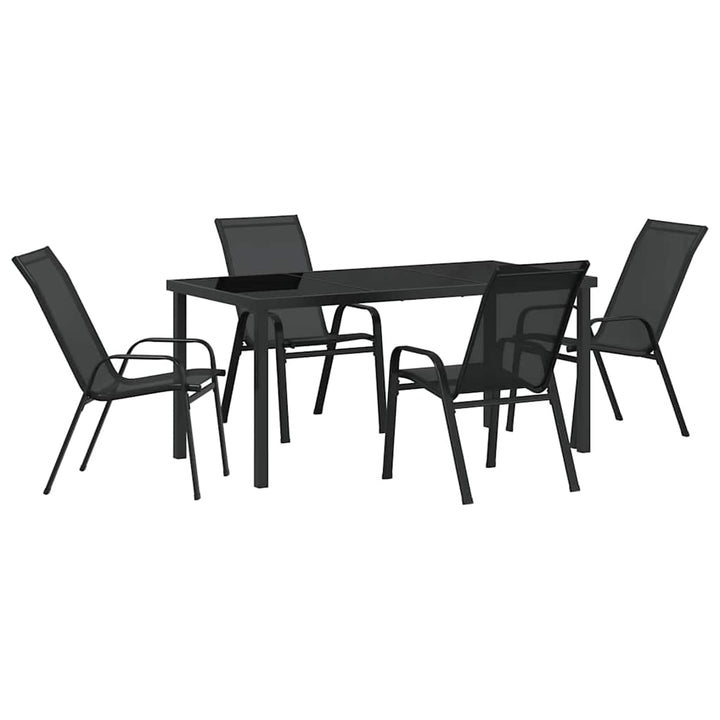 Have Spisebordssæt 5 pcs Sort Textilene og stål