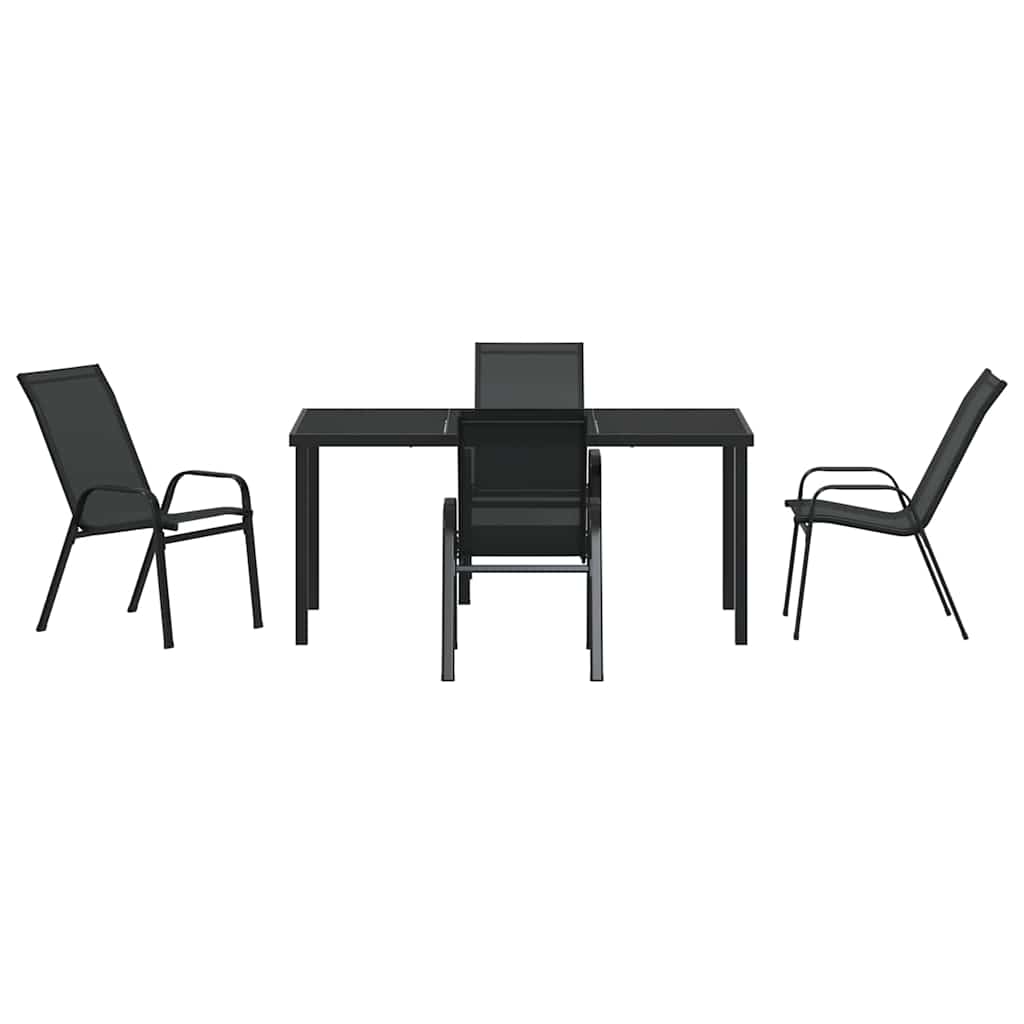 Have Spisebordssæt 5 pcs Sort Textilene og stål