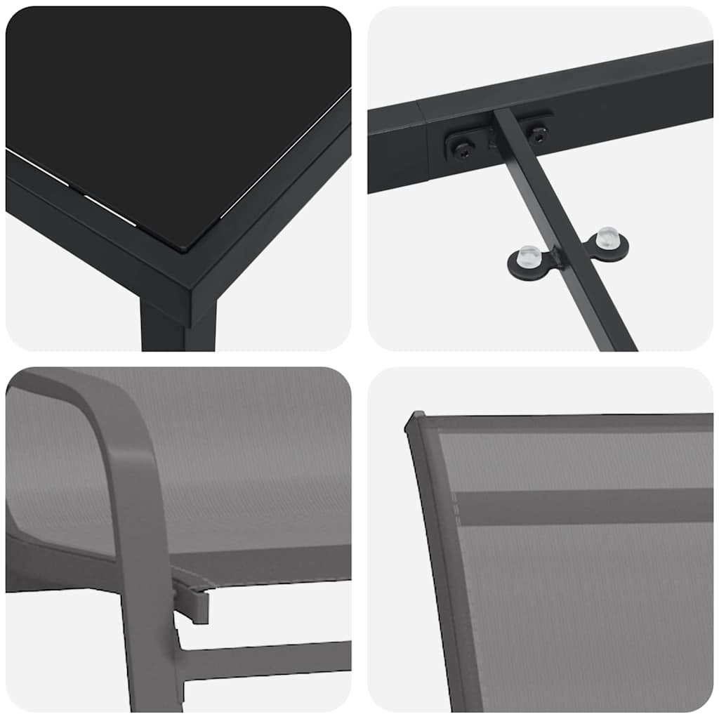 Have Spisebordssæt 7 pcs Grå Textilene og stål