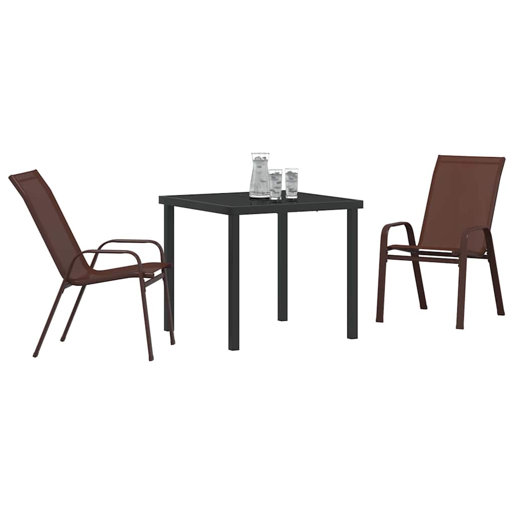 Have Spisebordssæt 3 pcs Brun Textilene og stål