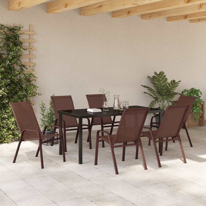 Have Spisebordssæt 7 pcs Brun Textilene og stål