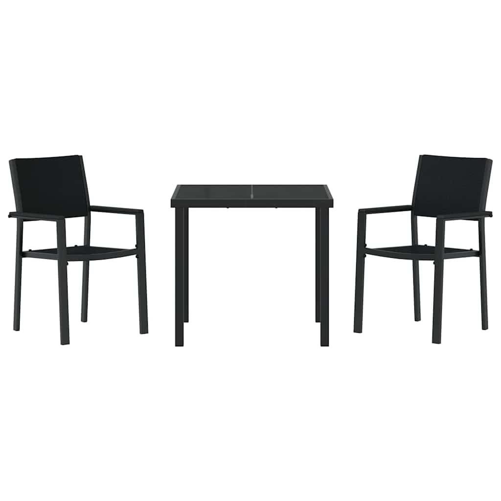 Have Spisebordssæt 3 pcs Sort Poly rattan