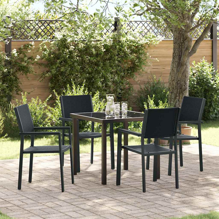 Have Spisebordssæt 5 pcs Sort Poly rattan