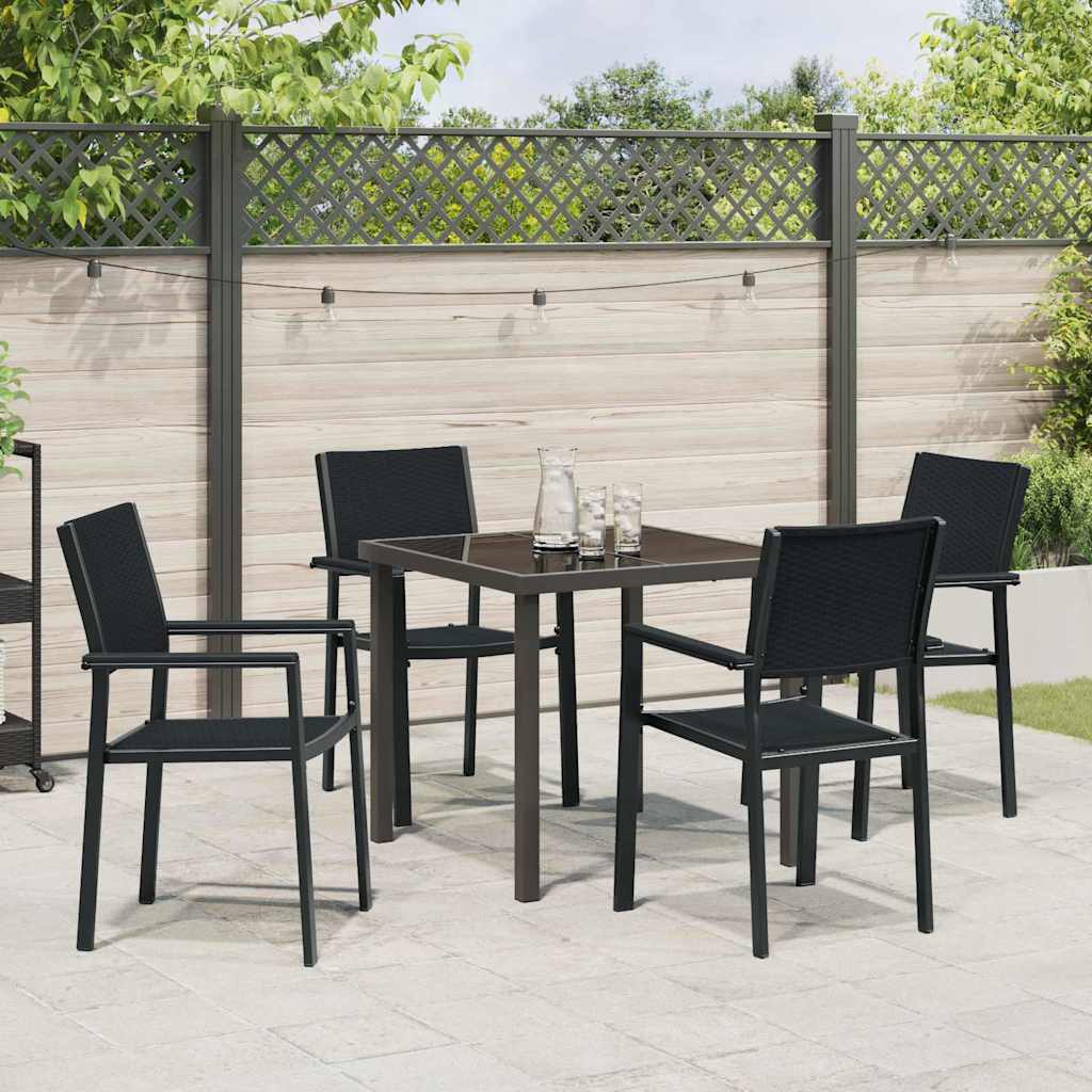 Have Spisebordssæt 5 pcs Sort Poly rattan