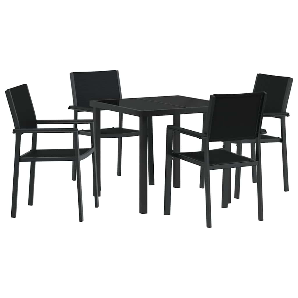 Have Spisebordssæt 5 pcs Sort Poly rattan