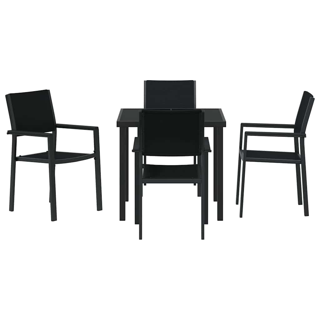 Have Spisebordssæt 5 pcs Sort Poly rattan
