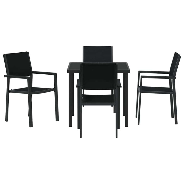 Have Spisebordssæt 5 pcs Sort Poly rattan