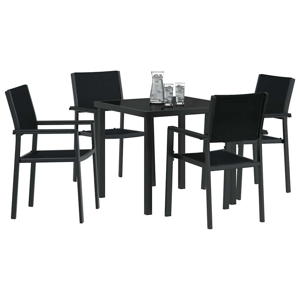 Have Spisebordssæt 5 pcs Sort Poly rattan