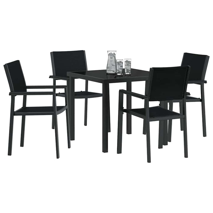 Have Spisebordssæt 5 pcs Sort Poly rattan
