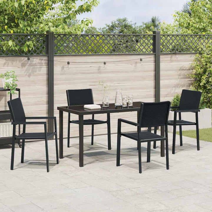 Have Spisebordssæt 5 pcs Sort Poly rattan
