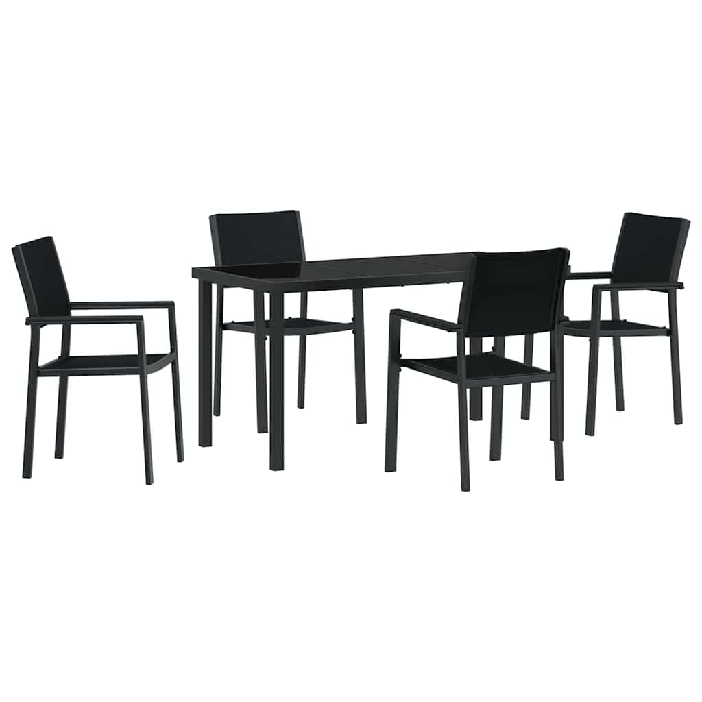 Have Spisebordssæt 5 pcs Sort Poly rattan