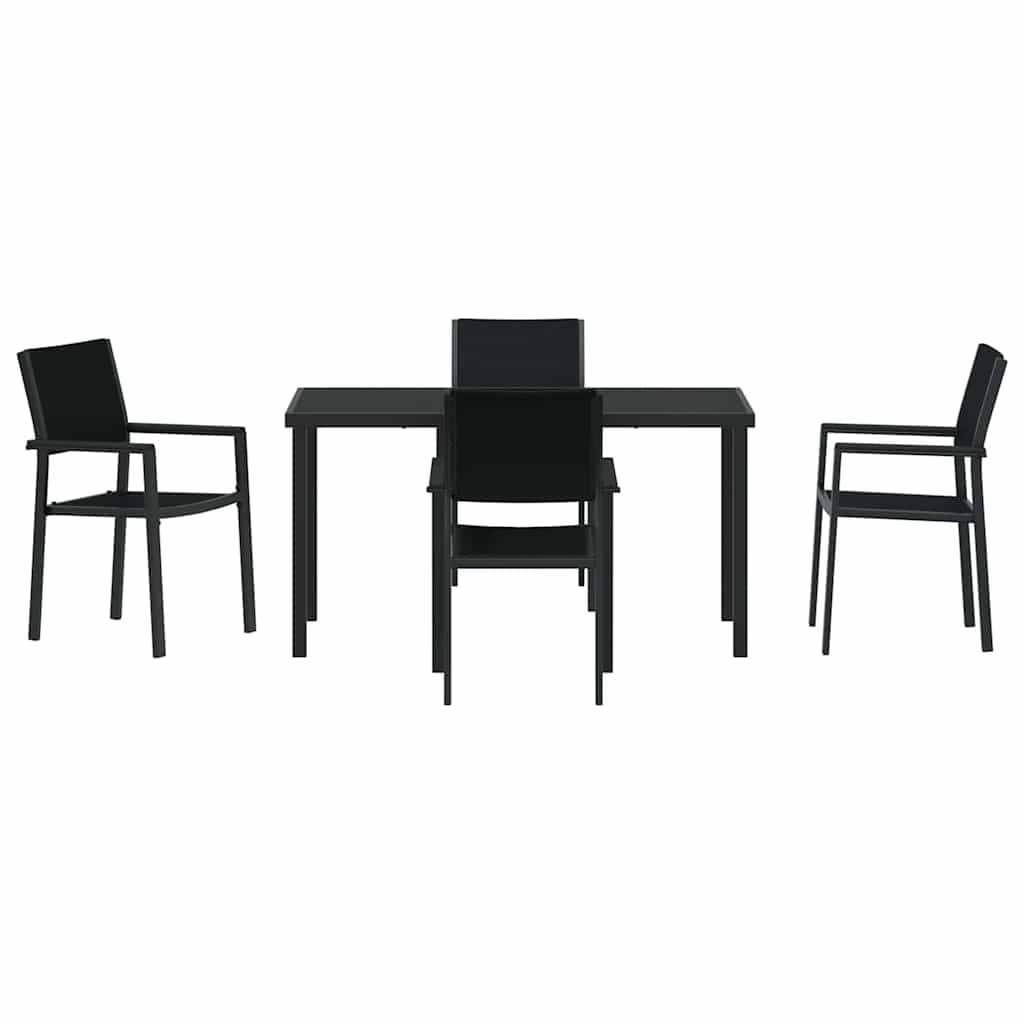 Have Spisebordssæt 5 pcs Sort Poly rattan