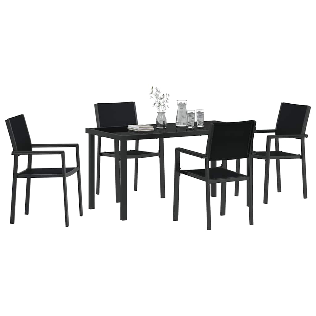 Have Spisebordssæt 5 pcs Sort Poly rattan