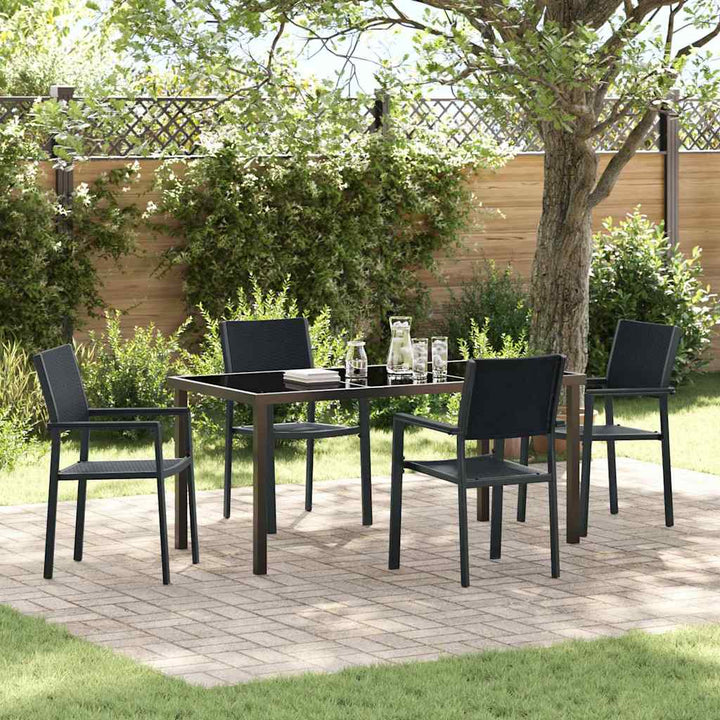 Have Spisebordssæt 5 pcs Sort Poly rattan