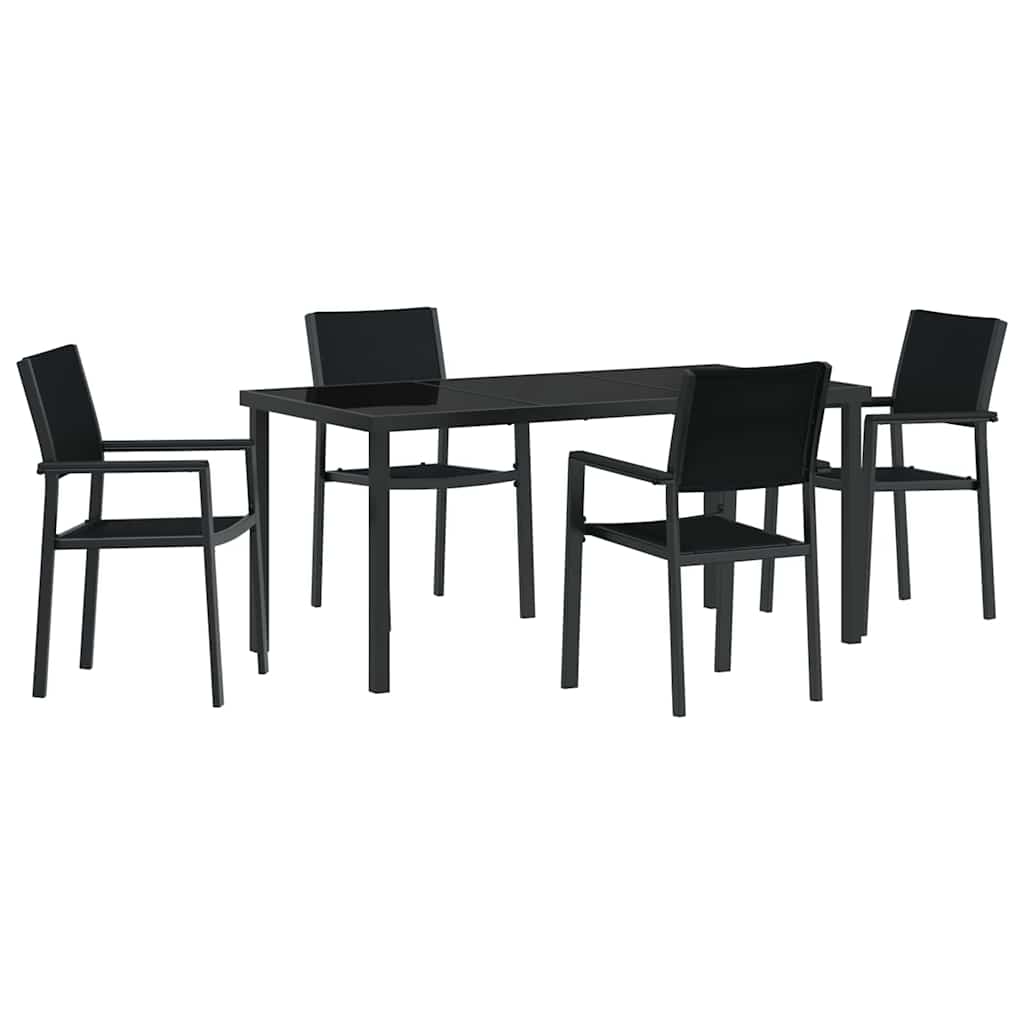 Have Spisebordssæt 5 pcs Sort Poly rattan
