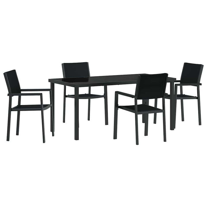 Have Spisebordssæt 5 pcs Sort Poly rattan