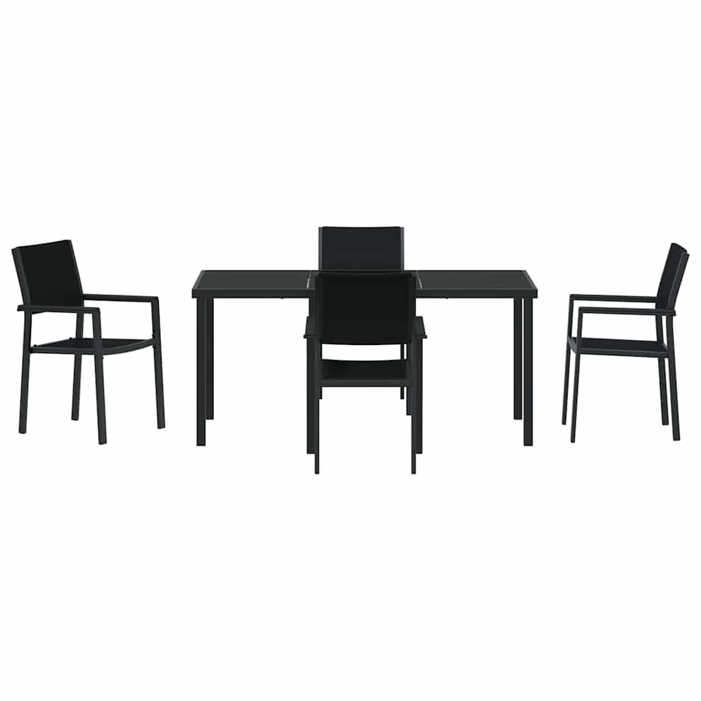 Have Spisebordssæt 5 pcs Sort Poly rattan