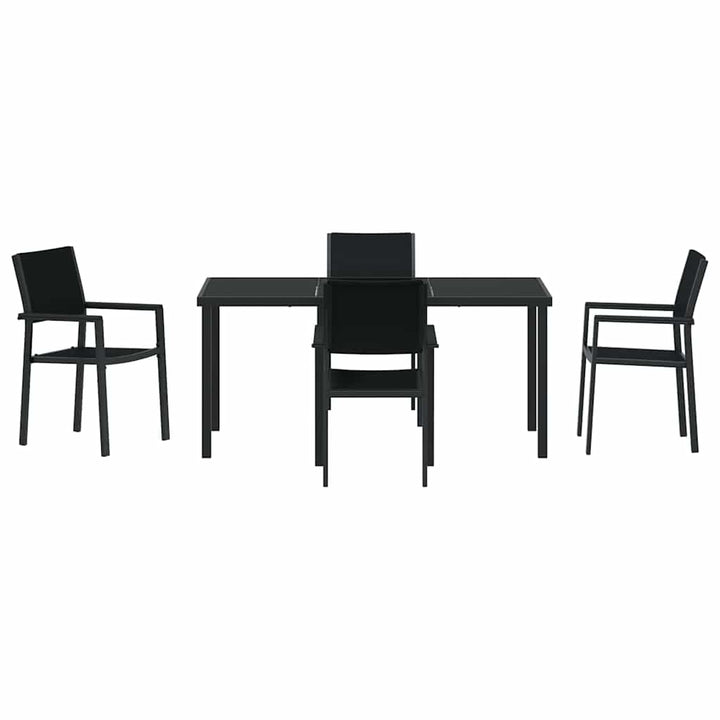 Have Spisebordssæt 5 pcs Sort Poly rattan