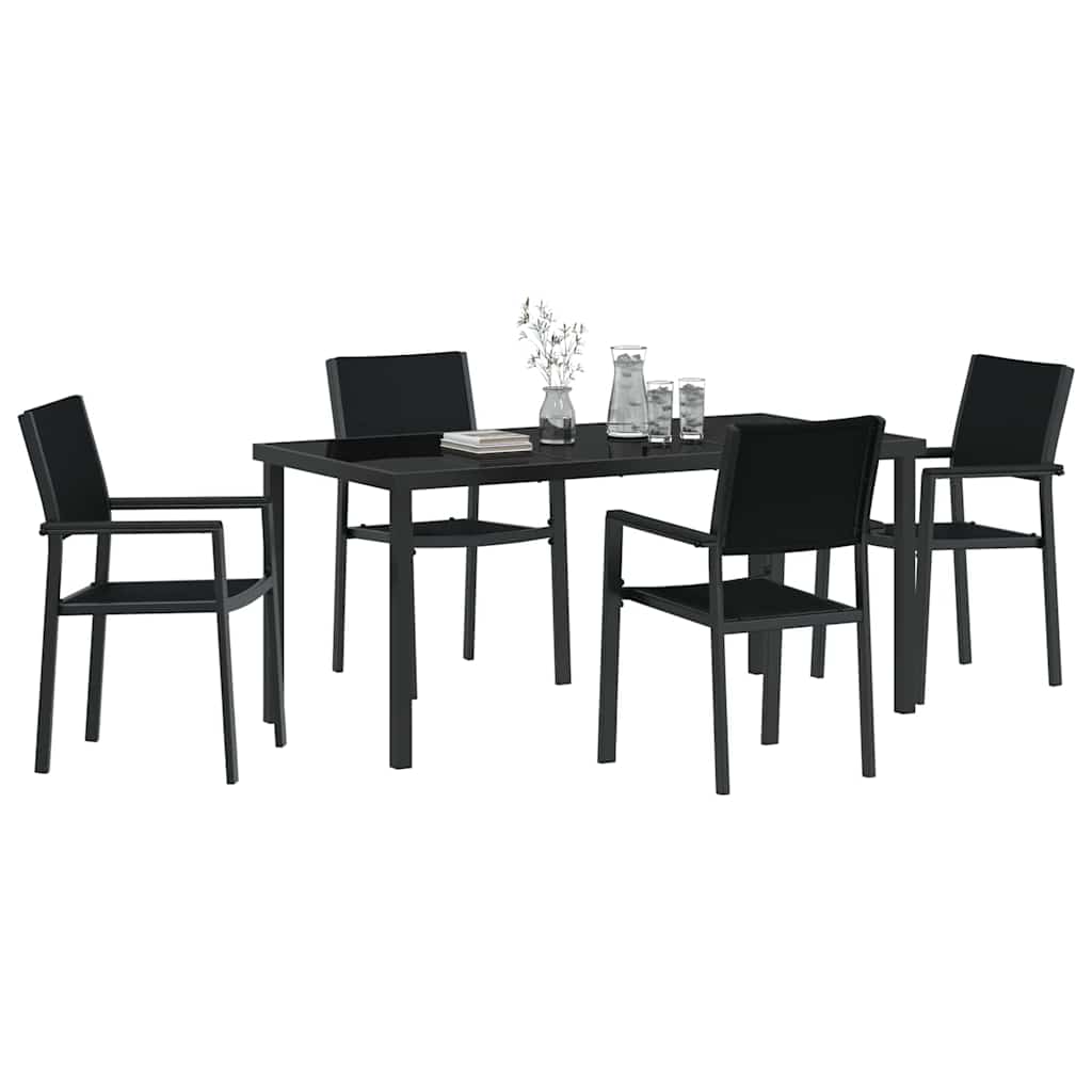Have Spisebordssæt 5 pcs Sort Poly rattan