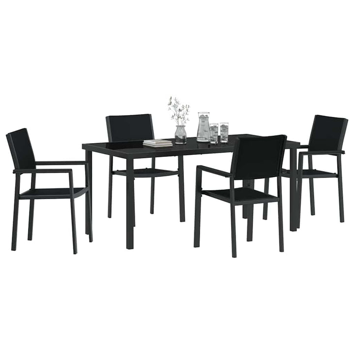 Have Spisebordssæt 5 pcs Sort Poly rattan